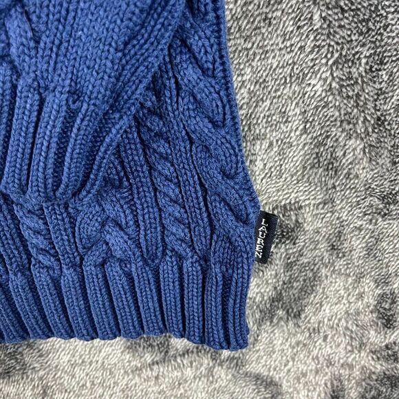 Lauren Ralph Lauren Cable Knit Fisherman Sweater Crewneck Navy Blue M Petite* - Picture 3 of 10